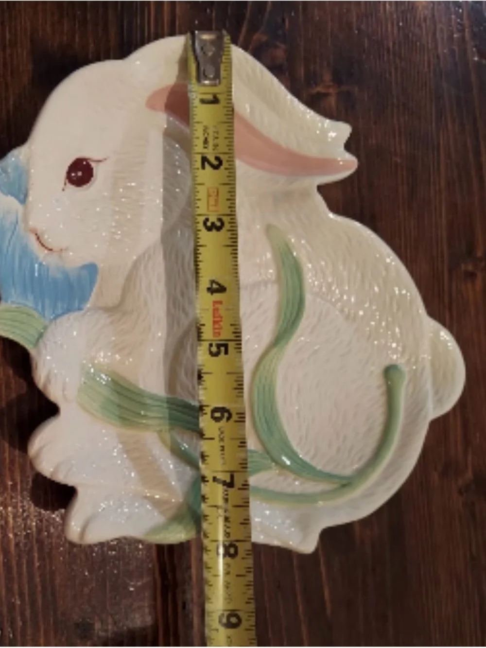 Hand Painted ceramic PIER 1 ceramic plate/dish Bunny & Tulip Flowers Easter